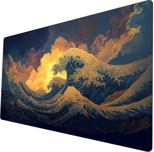 MTG Playmat 24x14 Inches Non-Slip Dragon Design Stitched Edges Smooth Surface Rubber Base TCG Game Mat Includes Storage Bags (Amber Waves of Grain) von ymyukop