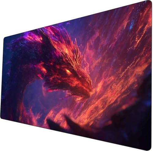 MTG Playmat 24x14 Inches Non-Slip Dragon Design Stitched Edges Smooth Surface Rubber Base TCG Game Mat Includes Storage Bags (Magic Dragon) von ymyukop