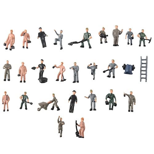 yoligan 25 Stück 1:87 Figuren Bemalte Figuren Miniaturen von Eisenbahnarbeitern mit Eimer und Leiter von yoligan