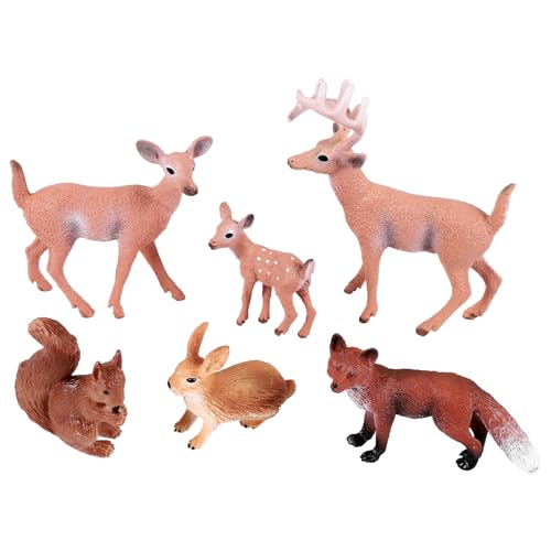 yoligan 6 Stück Waldtiere Figuren Waldbewohner Figuren Eichhörnchen Kaninchen Familie Figuren Miniatur Spielzeug von yoligan