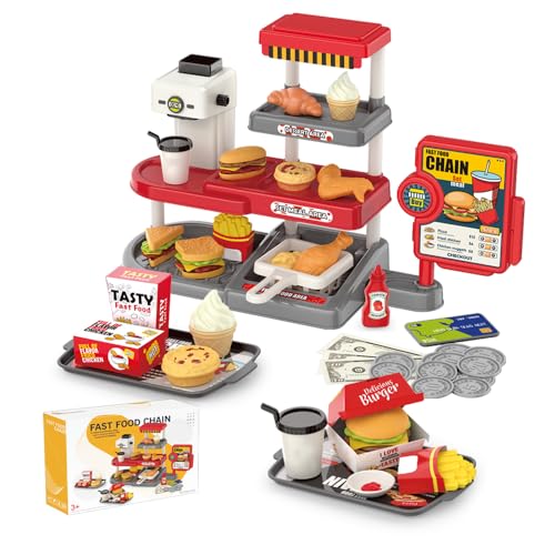 Spielzeug für Imaginäres Schnellrestaurant mit Realistischer Kaffeemaschine Kartenleser Lebensmittelgeschäft-Spielset mit Simuliertem Hamburger Pommes Sandwich usw Geldspiel Für Kinder Spielzeug für Imaginäres Schnellrestaurant mit Realistischer Kaffeemaschine Kartenleser Lebensmittelgeschäft-Spielset mit Simuliertem Hamburger Pommes Sandwich usw Geldspiel Für Kinder von yoliyogo