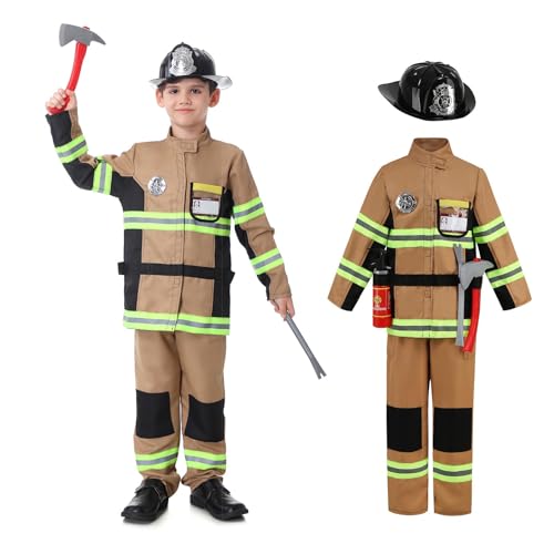 yolsun Bronziertes Feuerwehrmann-Kostüm für Kinder, Feuerwehrmann-Kostüm für Jungen und Mädchen, 8-9 Jahre yolsun Bronziertes Feuerwehrmann-Kostüm für Kinder, Feuerwehrmann-Kostüm für Jungen und Mädchen, 8-9 Jahre von yolsun