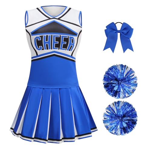 yolsun Cheerleader-Kostüm für Damen, Halloween, süßes Uniform-Outfit (Blau, klein) von yolsun