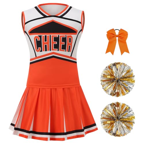 yolsun Cheerleader-Kostüm für Damen, Halloween, süßes Uniform-Outfit (Orange, klein) von yolsun