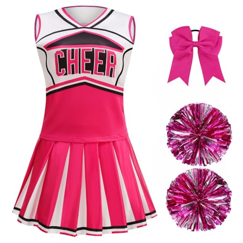 yolsun Cheerleader-Kostüm für Damen, Halloween, süßes Uniform-Outfit (Rosy, Medium) von yolsun