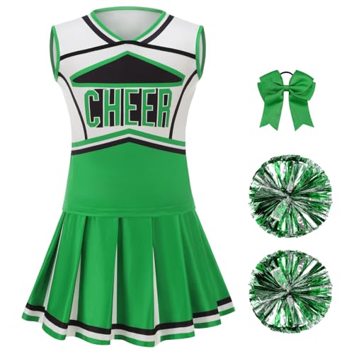 yolsun Cheerleader-Kostüm für Damen, Halloween, süßes Uniform-Outfit (grün, klein) von yolsun