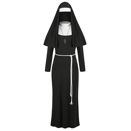 yolsun Nonnenkostüm für Damen, Nonnen-Outfit, Halloween, Cosplay, Verkleidung, Schwarz, X-Large yolsun Nonnenkostüm für Damen, Nonnen-Outfit, Halloween, Cosplay, Verkleidung, Schwarz, X-Large von yolsun