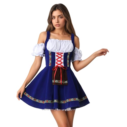 yolsun Oktoberfest Kostüm für Damen, Bayerisches Dirndl Kostüm Erwachsene Schulterfrei Deutsches Bierfest Dress Up Halloween, Blau, XL yolsun Oktoberfest Kostüm für Damen, Bayerisches Dirndl Kostüm Erwachsene Schulterfrei Deutsches Bierfest Dress Up Halloween, Blau, XL von yolsun