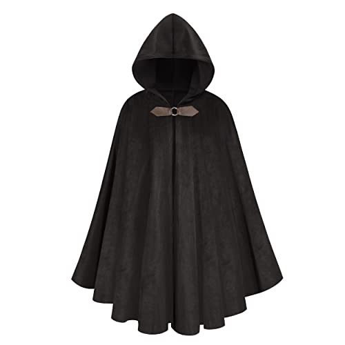 yolsun Renaissance-Umhang mit Kapuze, Kostüm für Herren, viktorianischer Steampunk, Mittelalter, Cosplay, Hexenumhang, Schwarz, 99,8 cm yolsun Renaissance-Umhang mit Kapuze, Kostüm für Herren, viktorianischer Steampunk, Mittelalter, Cosplay, Hexenumhang, Schwarz, 99,8 cm von yolsun