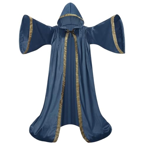 yolsun Samt-Zauberer-Robe mit Kapuze und Ärmeln, für Herren, Zauberer-Umhang, Kostüm, Halloween, Cosplay, Mittelalter, Umhang, Renaissance-Kostüm, Dutch Velvet Blue, 170cm/66.9 inches yolsun Samt-Zauberer-Robe mit Kapuze und Ärmeln, für Herren, Zauberer-Umhang, Kostüm, Halloween, Cosplay, Mittelalter, Umhang, Renaissance-Kostüm, Dutch Velvet Blue, 170cm/66.9 inches von yolsun