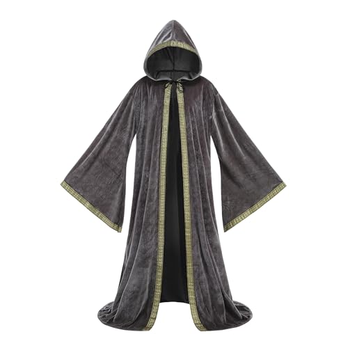 yolsun Samt-Zauberer-Robe mit Kapuze und Ärmeln, für Herren, Zauberer-Umhang, Kostüm, Halloween, Cosplay, Mittelalter, Umhang, Renaissance-Kostüm, Dutch Velvet Dunkelgrau, 170cm/66.9 inches yolsun Samt-Zauberer-Robe mit Kapuze und Ärmeln, für Herren, Zauberer-Umhang, Kostüm, Halloween, Cosplay, Mittelalter, Umhang, Renaissance-Kostüm, Dutch Velvet Dunkelgrau, 170cm/66.9 inches von yolsun