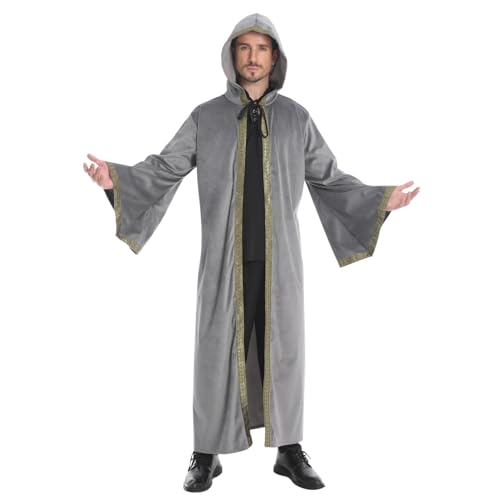 yolsun Samt-Zauberer-Robe mit Kapuze und Ärmeln, für Herren, Zauberer-Umhang, Kostüm, Halloween, Cosplay, Mittelalter, Umhang, Renaissance-Kostüm, Dutch Velvet Hellgrau, 150cm/59 inches yolsun Samt-Zauberer-Robe mit Kapuze und Ärmeln, für Herren, Zauberer-Umhang, Kostüm, Halloween, Cosplay, Mittelalter, Umhang, Renaissance-Kostüm, Dutch Velvet Hellgrau, 150cm/59 inches von yolsun