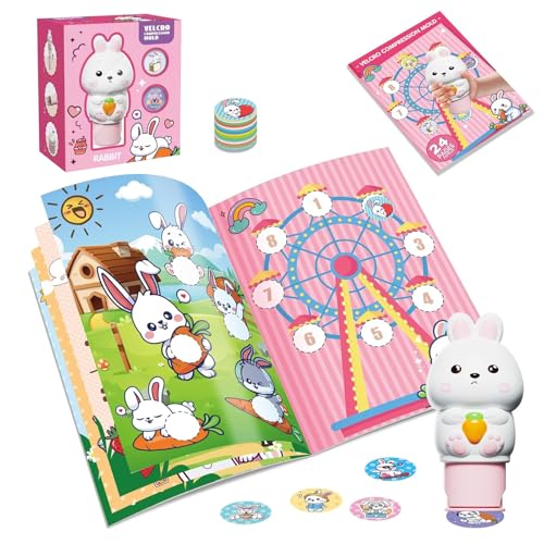 yolzhxe Sticker Stempel, Aktivitätenblock mit 200 Aufkleber, Stickerstempel, Reisespielzeug, Pädagogische Lernspielzeug, für Geburtstagsgeschenk Kleinkinder ab 3 4 5 6 Jahren, Kaninchen yolzhxe Sticker Stempel, Aktivitätenblock mit 200 Aufkleber, Stickerstempel, Reisespielzeug, Pädagogische Lernspielzeug, für Geburtstagsgeschenk Kleinkinder ab 3 4 5 6 Jahren, Kaninchen von yolzhxe