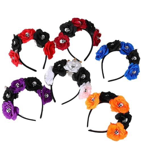 yomoe 6 STÜCKE Halloweenparty DIY Dekoration Stirnband Karneval Tag der Totenkopf Blumenkrone Gothic Kopfbedeckung Cosplay Kostüm von yomoe