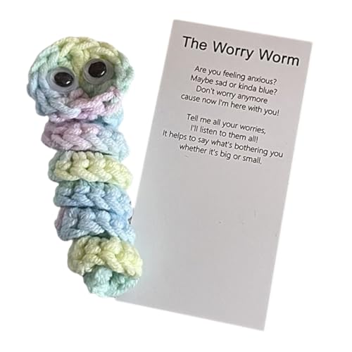 yomoe Handgefertigtes Sorgenwurm-Geschenk Zur Emotionalen Unterstützung, Häkel-Sorgenwurm, der Sie Inspiriert und Sich Um Sie Kümmert, Süßes Gestricktes Geschenk C von yomoe