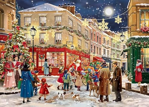 1000 Teile Weihnachtspuzzle für Erwachsene - Weihnachtsbaum, Weihnachtsmann & Geschenke am verschneiten Heiligabend von yoofun