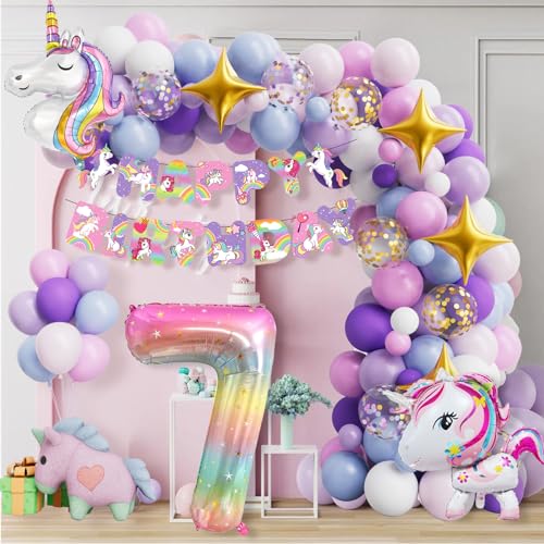 yosiio Einhorn Geburtstagsdeko 7 Jahre Mädchen, Einhorn Kindergeburtstag Set, Einhorn Geburtstag Girlande, Einhorn Ballon, Folienballon 7 für Deko Kindergeburtstag Mädchen yosiio Einhorn Geburtstagsdeko 7 Jahre Mädchen, Einhorn Kindergeburtstag Set, Einhorn Geburtstag Girlande, Einhorn Ballon, Folienballon 7 für Deko Kindergeburtstag Mädchen von yosiio