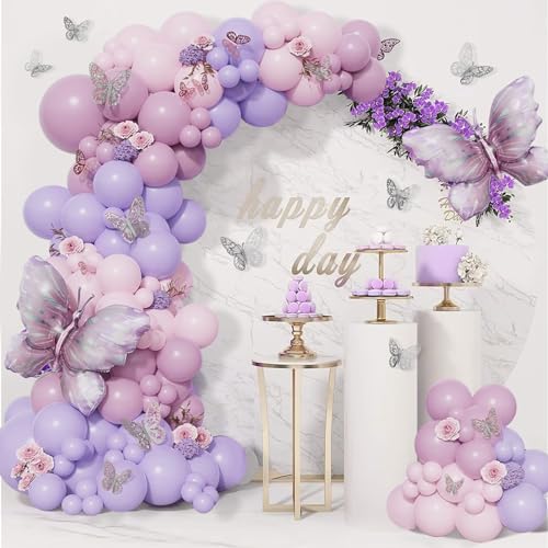 yosiio Luftballon Girlande Schmetterling, 109Pcs Lila Ballon Girlande Set Luftballons Geburtstag Hochzeit, Ballongirlande Lila Ballonbogen Girlande Kit für Baby Shower Geburtstagsdeko Mädchen yosiio Luftballon Girlande Schmetterling, 109Pcs Lila Ballon Girlande Set Luftballons Geburtstag Hochzeit, Ballongirlande Lila Ballonbogen Girlande Kit für Baby Shower Geburtstagsdeko Mädchen von yosiio