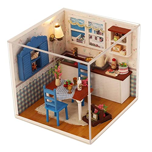 yotijay 1.24 Puppenhaus Miniatur DIY Haus Miniatur Zimmer mit Möbeln für von yotijay