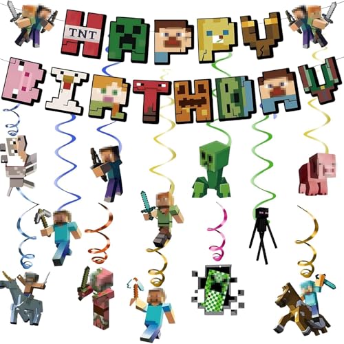 Pixel Geburtstagsdeko Jungen Theme, Pixel Geburtstag Banner, Miner Game Luftschlangen Hängende Wirbel, Geburtstag Deko Spiel Geburtstags Partyzubehör für Fans Kinder Jungen & Game Fan Gift Pixel Geburtstagsdeko Jungen Theme, Pixel Geburtstag Banner, Miner Game Luftschlangen Hängende Wirbel, Geburtstag Deko Spiel Geburtstags Partyzubehör für Fans Kinder Jungen & Game Fan Gift von youngfocus