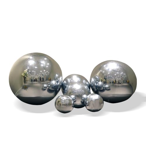 Aufblasbares Spiegelkugel-Set, luftdichte PVC-Kugeln für Partys, Hochzeiten und Veranstaltungen, perfekt zum Dekorieren, Aufhängen und Ausstellen, inklusive elektrischer Pumpe (Silber, 61 cm, 2 Stück, von younghome
