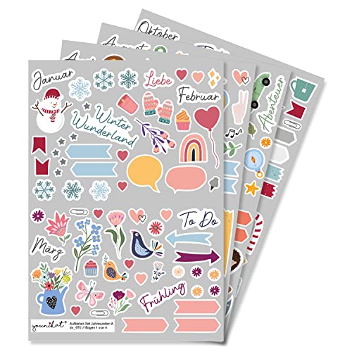 Aufkleber-Set Jahreszeiten I 229 Sticker I DIY Scrapbooking-Aufkleber Pack zum Gestalten von Scrapbook Bullet Journal Zubehör Fotoalbum I Kinder Erwachsene Anlässe I dv_970 von younikat