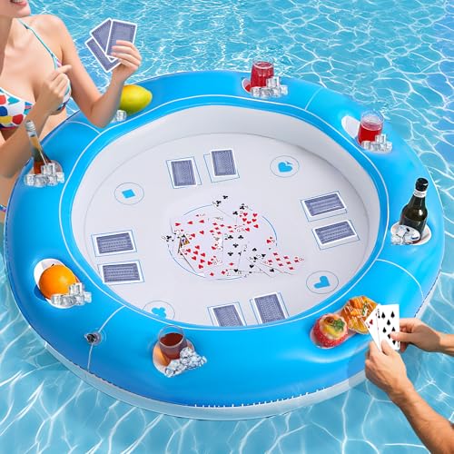 Übergroßer runder schwimmender Tisch für Pool, aufblasbare Pool-Tabletts, schwimmendes Tablett für oder schwimmenden Spieltisch, aufblasbarer Spieltisch für drinnen und draußen, Strand, Sommerpartys Übergroßer runder schwimmender Tisch für Pool, aufblasbare Pool-Tabletts, schwimmendes Tablett für oder schwimmenden Spieltisch, aufblasbarer Spieltisch für drinnen und draußen, Strand, Sommerpartys von yownig