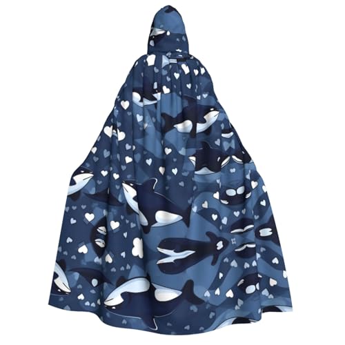 yuangjhop Blauer Killerwal-Aufdruck, Erwachsenen-Kapuzenumhang, geeignet für Halloween-Cosplay-Kostüme. von yuangjhop