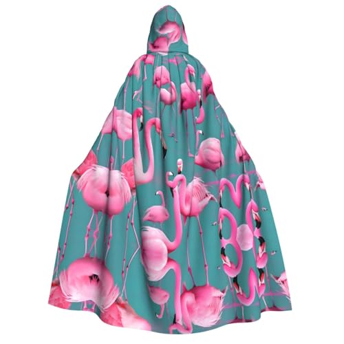 yuangjhop Ein Herd von Flamingos bedruckter Erwachsenen-Umhang mit Kapuze, geeignet für Halloween-Cosplay-Kostüme. von yuangjhop