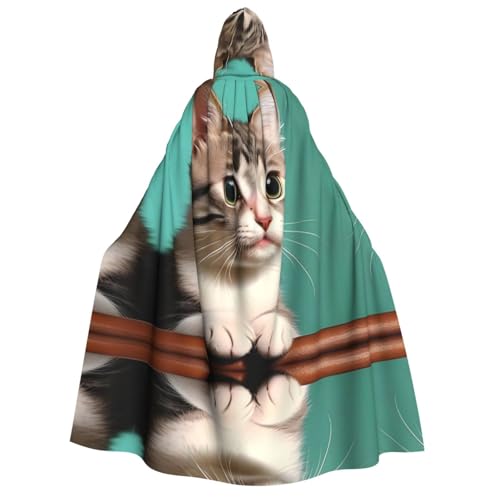 yuangjhop Ein neugieriger Katzen-Umhang mit Kapuze für Erwachsene, geeignet für Halloween-Cosplay-Kostüme. von yuangjhop