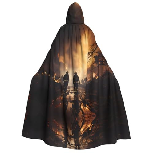 yuangjhop Feuerwehrmann bekämpfen Feuer Druck Erwachsene Kapuzenumhang Kapuzenmantel Umhang geeignet für Halloween Cosplay Kostüme. von yuangjhop