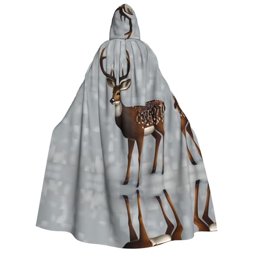 yuangjhop Grauer Pflaumen-Hirsch-Aufdruck, Erwachsenen-Kapuzenumhang, geeignet für Halloween-Cosplay-Kostüme. von yuangjhop