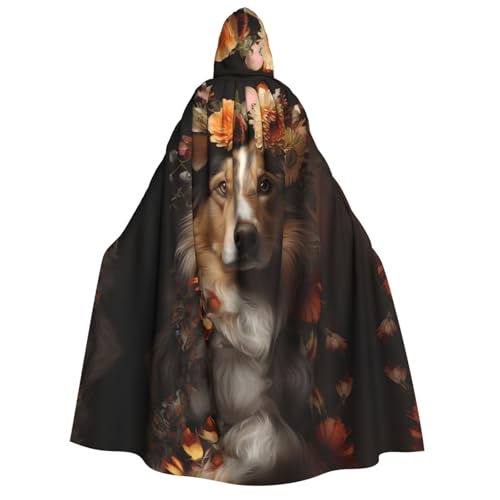 yuangjhop Hundemantel mit Blumendruck, Erwachsenen-Kapuzenmantel, geeignet für Halloween-Cosplay-Kostüme. von yuangjhop