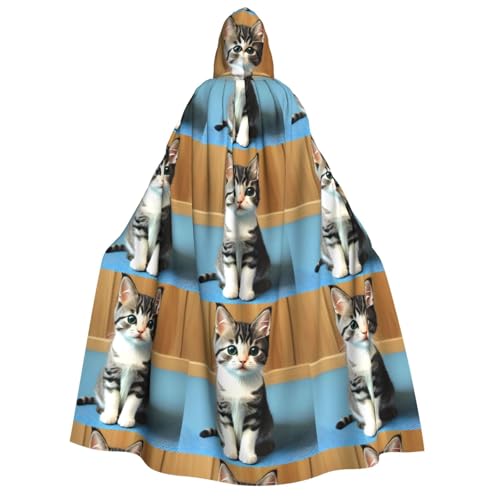 yuangjhop Kapuzenmantel mit Kätzchen-Druck, für Erwachsene, geeignet für Halloween, Cosplay-Kostüme. von yuangjhop