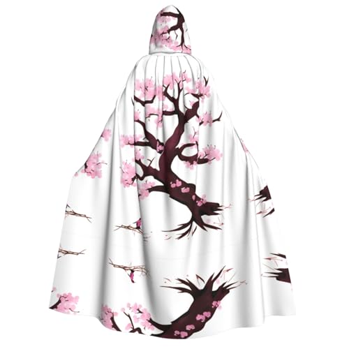 yuangjhop Kapuzenmantel mit Kirschblüten-Baum-Druck, für Erwachsene, geeignet für Halloween, Cosplay-Kostüme. von yuangjhop