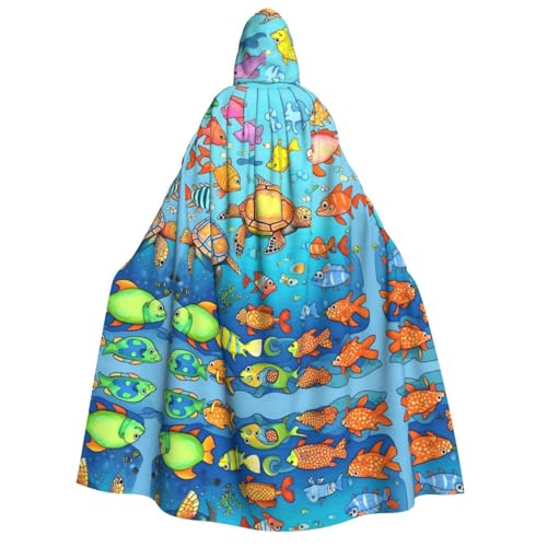 yuangjhop Kapuzenmantel mit Schildkröten- und Fisch-Druck, für Erwachsene, geeignet für Halloween-Cosplay-Kostüme. von yuangjhop