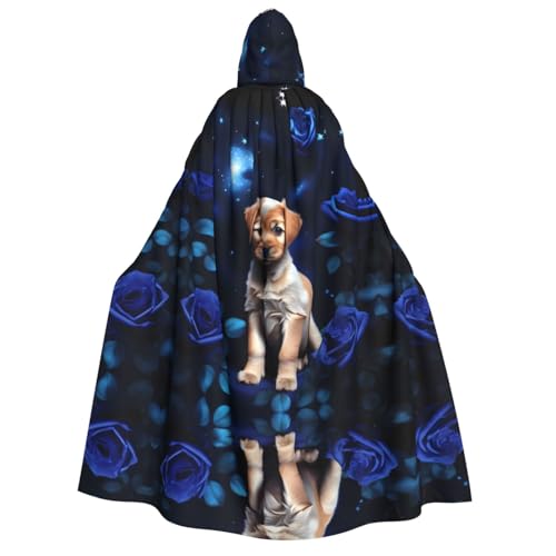 yuangjhop Kapuzenmantel mit blauem Rosenmotiv, für Erwachsene, geeignet für Halloween, Cosplay-Kostüme. von yuangjhop