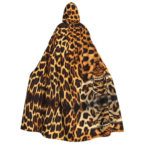 yuangjhop Kapuzenumhang mit Streifen auf Leoparden-Druck, für Erwachsene, geeignet für Halloween-Cosplay-Kostüme. von yuangjhop