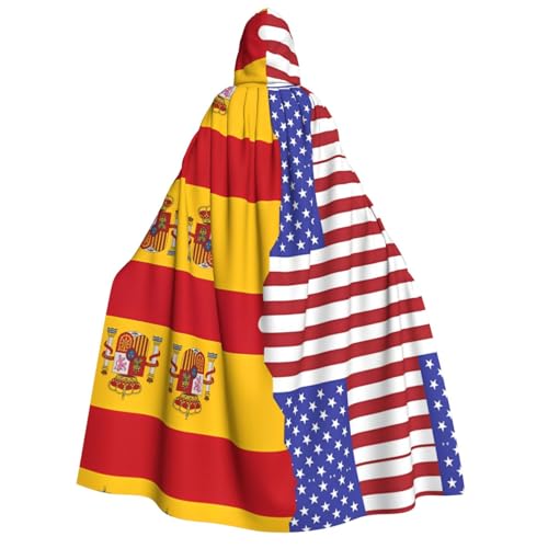 yuangjhop Kapuzenumhang mit amerikanischer Spanien-Flagge, geeignet für Halloween, Cosplay-Kostüme. von yuangjhop