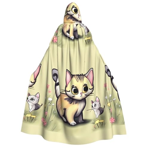 yuangjhop Katzen- und Schmetterlingsaufdruck, Erwachsenen-Kapuzenumhang, geeignet für Halloween-Cosplay-Kostüme. von yuangjhop