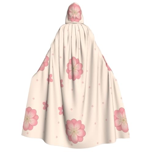 yuangjhop Kleiner rosa Kirschblüten-Aufdruck, Erwachsenen-Kapuzenumhang mit Kapuze, geeignet für Halloween-Cosplay-Kostüme. von yuangjhop
