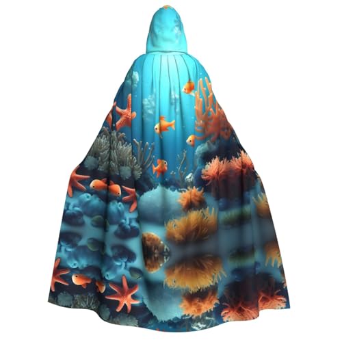 yuangjhop Korallenfisch-Unterwasser-Druck, Erwachsenen-Kapuzenumhang, geeignet für Halloween-Cosplay-Kostüme. von yuangjhop