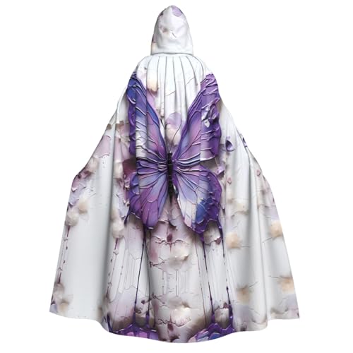 yuangjhop Lila Ölgemälde Schmetterling Druck Erwachsene Kapuzenumhang Kapuzenmantel Umhang Umhang geeignet für Halloween Cosplay Kostüme. von yuangjhop