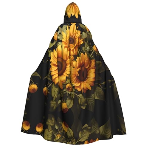 yuangjhop Mit dem gelben Sonnenblumen-Aufdruck, Erwachsenen-Kapuzenumhang mit Kapuze, geeignet für Halloween-Cosplay-Kostüme. von yuangjhop