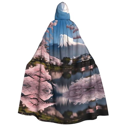 yuangjhop Mt. Fuji im frühen Frühjahr, bedruckter Erwachsenen-Umhang mit Kapuze, geeignet für Halloween-Cosplay-Kostüme. von yuangjhop