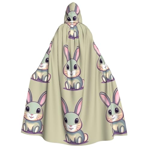 yuangjhop Niedlicher kleiner Hasen-Aufdruck, Erwachsenen-Kapuzenumhang, geeignet für Halloween-Cosplay-Kostüme. von yuangjhop