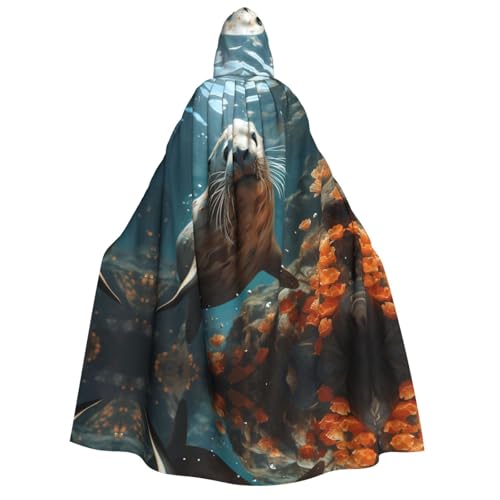 yuangjhop Robbenwelpe mit Wasserdruck für Erwachsene, Kapuzenumhang mit Kapuze, geeignet für Halloween-Cosplay-Kostüme. von yuangjhop