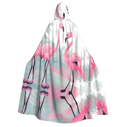 yuangjhop Rosafarbener Flamingo-Druck für Erwachsene, Kapuzenumhang mit Kapuze, geeignet für Halloween-Cosplay-Kostüme. von yuangjhop