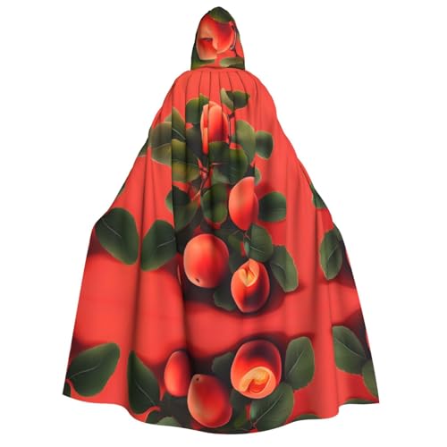 yuangjhop Roter Aprikosen-Druck für Erwachsene, Kapuzenumhang, geeignet für Halloween-Cosplay-Kostüme. von yuangjhop