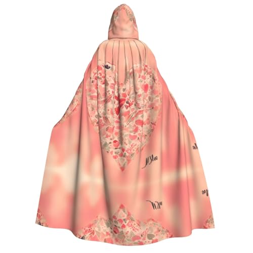 yuangjhop Roter Herz-Blumen-Aufdruck, Erwachsenen-Kapuzenumhang, geeignet für Halloween-Cosplay-Kostüme. von yuangjhop
